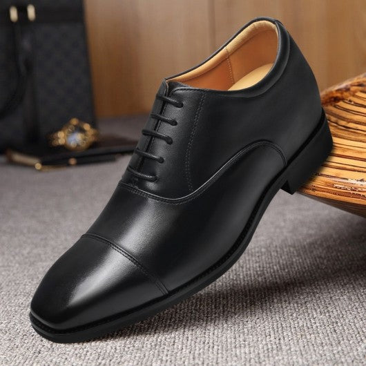 9-LIONS Height Increasing Formal Shoes - Black Leather Men's Oxford Shoes 6CM | 2.36 Inches