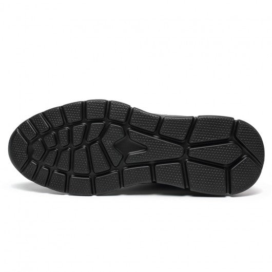 9-LIONS Height Increasing Casual Shoes for Men - Black Leather Elevator Shoes 7CM/ 2.76 inches Taller