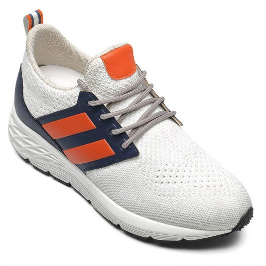 9-LIONS Elevator Shoes For Men - Causal High Heeled Sneakers White Breathable Knit 3.15 Inches / 8 CM