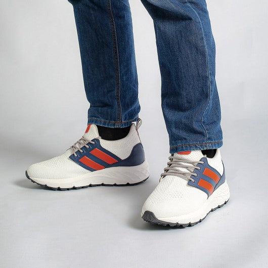 9-LIONS Elevator Shoes For Men - Causal High Heeled Sneakers White Breathable Knit 3.15 Inches / 8 CM