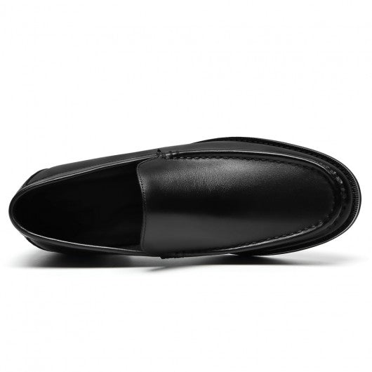 9-LIONS Elevator Shoes For Men - Black Leather Slip-On Business Casual Shoes 5CM / 1.95 Inches
