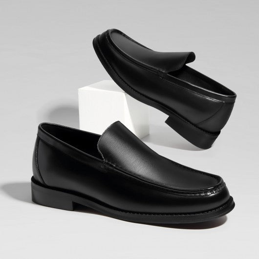 9-LIONS Elevator Shoes For Men - Black Leather Slip-On Business Casual Shoes 5CM / 1.95 Inches