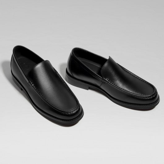 9-LIONS Elevator Shoes For Men - Black Leather Slip-On Business Casual Shoes 5CM / 1.95 Inches