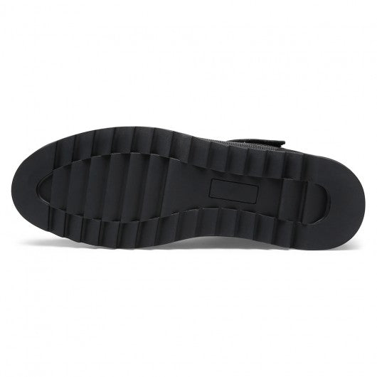 9-LIONS height increasing sneakers - men's leather high top sneakers - black - 7 CM / 2.76 inches taller