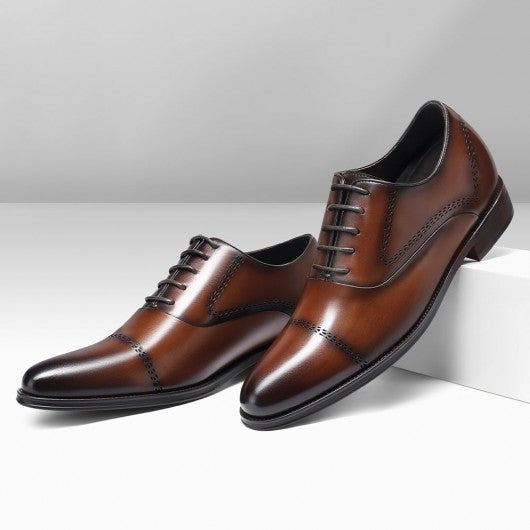 9-LIONS height increasing formal shoes - elevator heels - Brown Men's Oxford Shoes 8 CM / 3.15 inches