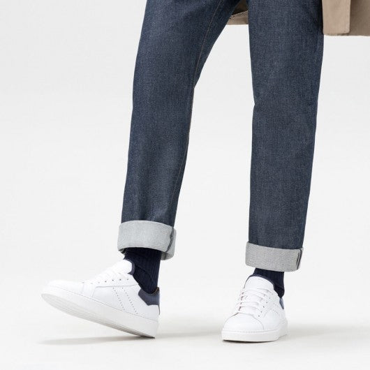 9-LIONS custom men's elevator shoes - tall men shoes- casual white sneakers 7CM / 2.76 Inches