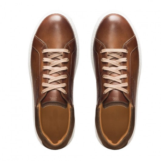 9-LIONS height increasing shoes for men - brown leather sneakers that make you look taller 7CM / 2.76 Inches