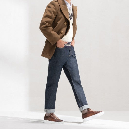 9-LIONS height increasing shoes for men - brown leather sneakers that make you look taller 7CM / 2.76 Inches