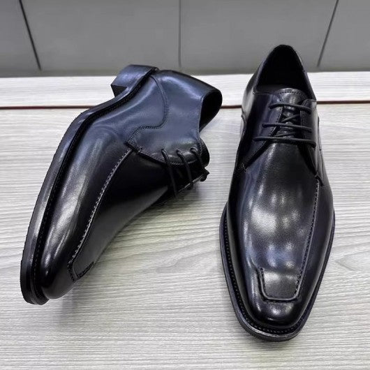 9-LIONS Elevator Dress Shoes - Black Derby Shoes that Add Height 7CM / 2.76 Inches