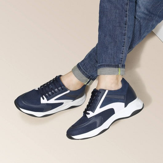9-LIONS mens raised shoes - height elevator shoes - breathable blue sneaker for men 8CM / 3.15 inches