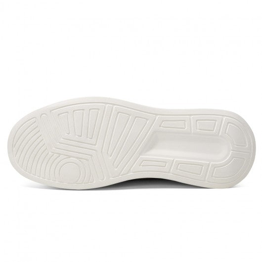 9-LIONS Men's Shoes With Higher Heels - White Leather Elevator Shoes That Make You Taller 9CM / 3.54 Inches