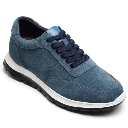 9-LIONS Casual Men Taller Shoes - Navy Suede Elevator Sneakers For Men 7CM / 2.76 Inches taller