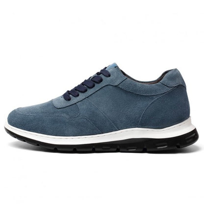 9-LIONS Casual Men Taller Shoes - Navy Suede Elevator Sneakers For Men 7CM / 2.76 Inches taller