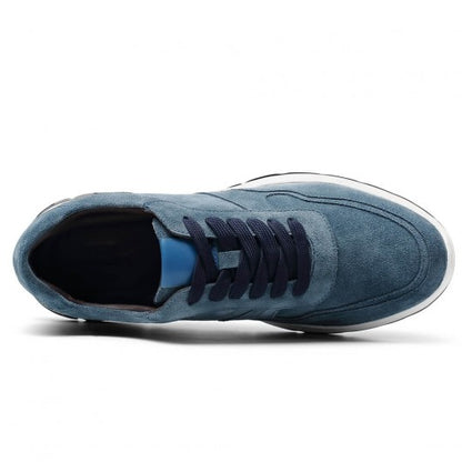 9-LIONS Casual Men Taller Shoes - Navy Suede Elevator Sneakers For Men 7CM / 2.76 Inches taller