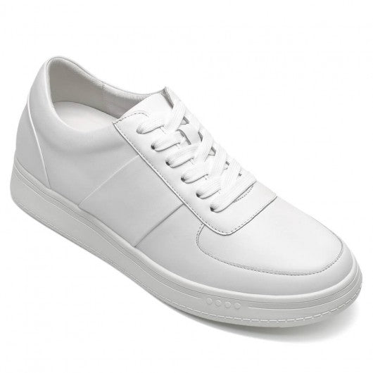 9-LIONS Height Increasing Shoes For Men - Casual Elevator Shoes - Cowhide Leather Men's White Shoes 2.36 Inches / 6 CM