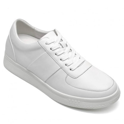 9-LIONS Height Increasing Shoes For Men - Casual Elevator Shoes - Cowhide Leather Men's White Shoes 2.36 Inches / 6 CM