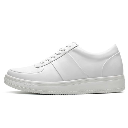 9-LIONS Height Increasing Shoes For Men - Casual Elevator Shoes - Cowhide Leather Men's White Shoes 2.36 Inches / 6 CM