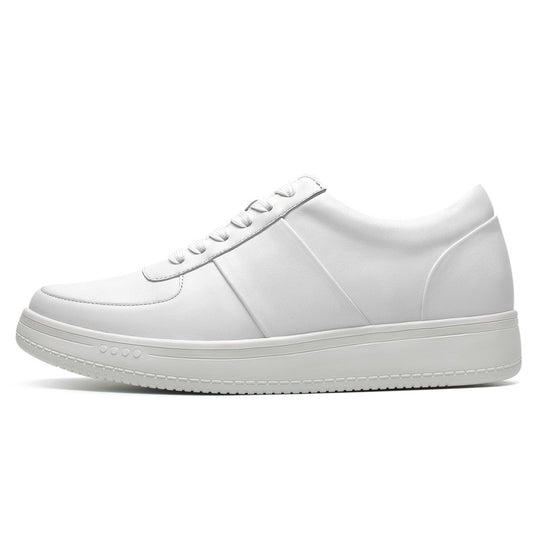 9-LIONS Height Increasing Shoes For Men - Casual Elevator Shoes - Cowhide Leather Men's White Shoes 2.36 Inches / 6 CM