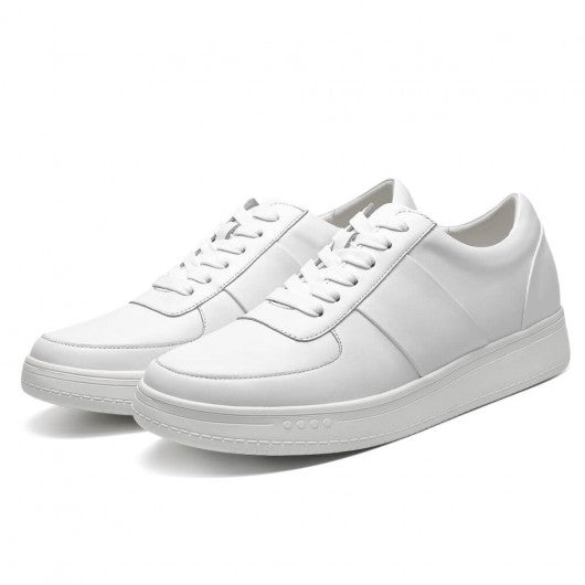 9-LIONS Height Increasing Shoes For Men - Casual Elevator Shoes - Cowhide Leather Men's White Shoes 2.36 Inches / 6 CM