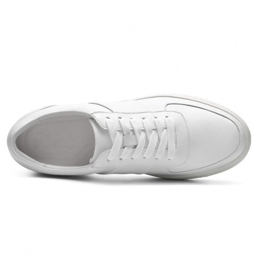 9-LIONS Height Increasing Shoes For Men - Casual Elevator Shoes - Cowhide Leather Men's White Shoes 2.36 Inches / 6 CM