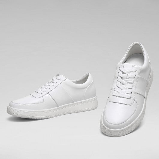 9-LIONS Height Increasing Shoes For Men - Casual Elevator Shoes - Cowhide Leather Men's White Shoes 2.36 Inches / 6 CM