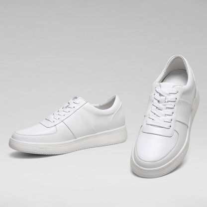9-LIONS Height Increasing Shoes For Men - Casual Elevator Shoes - Cowhide Leather Men's White Shoes 2.36 Inches / 6 CM