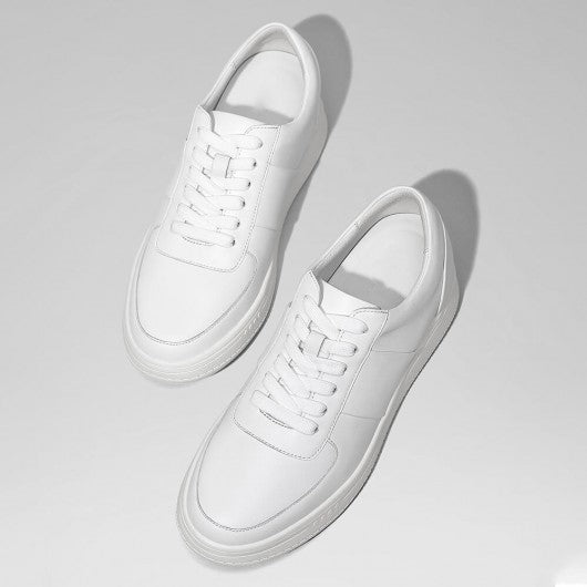 9-LIONS Height Increasing Shoes For Men - Casual Elevator Shoes - Cowhide Leather Men's White Shoes 2.36 Inches / 6 CM