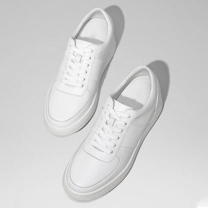 9-LIONS Height Increasing Shoes For Men - Casual Elevator Shoes - Cowhide Leather Men's White Shoes 2.36 Inches / 6 CM