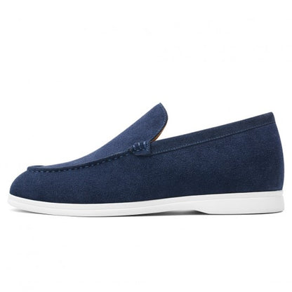 9-LIONS Men's Elevator Shoes - Navy Suede Apron toe Loafer Shoes that Make You Taller 5 CM / 1.95 Inches