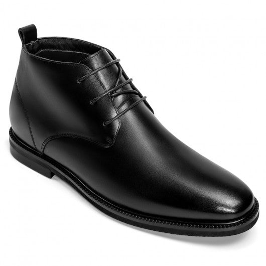 9-LIONS Height Increasing Boots - Black Leather Men's Dress Boots 2.36 Inches / 6CM