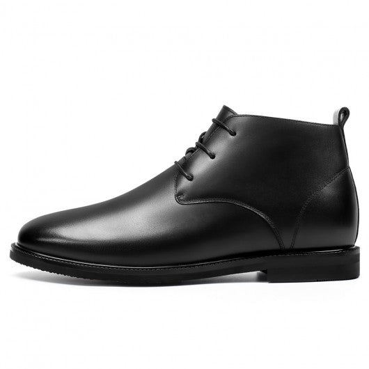 9-LIONS Height Increasing Boots - Black Leather Men's Dress Boots 2.36 Inches / 6CM