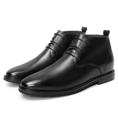 9-LIONS Height Increasing Boots - Black Leather Men's Dress Boots 2.36 Inches / 6CM