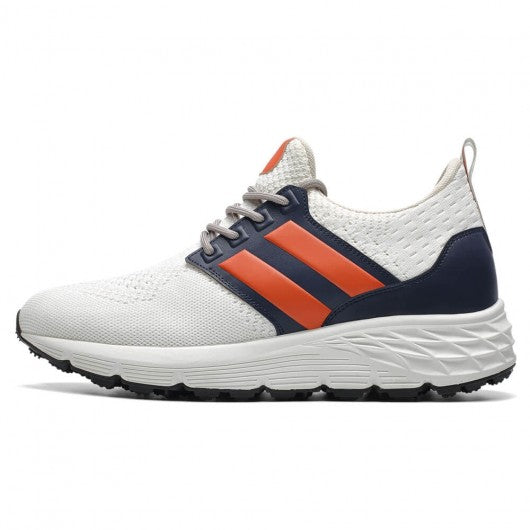 9-LIONS Elevator Shoes For Men - Causal High Heeled Sneakers White Breathable Knit 3.15 Inches / 8 CM