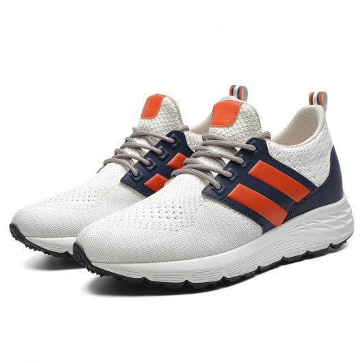 9-LIONS Elevator Shoes For Men - Causal High Heeled Sneakers White Breathable Knit 3.15 Inches / 8 CM