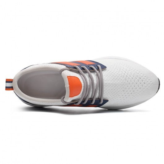 9-LIONS Elevator Shoes For Men - Causal High Heeled Sneakers White Breathable Knit 3.15 Inches / 8 CM