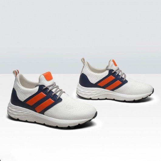 9-LIONS Elevator Shoes For Men - Causal High Heeled Sneakers White Breathable Knit 3.15 Inches / 8 CM