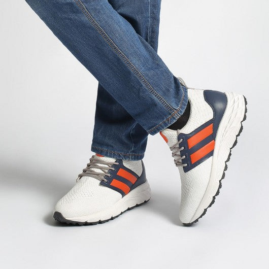 9-LIONS Elevator Shoes For Men - Causal High Heeled Sneakers White Breathable Knit 3.15 Inches / 8 CM
