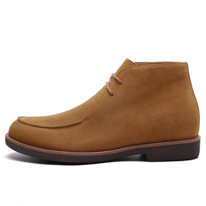 9-LIONS Chukka elevator boots - handcrafted brown suede men's height increasing casual boots 7 CM / 2.76 Inches