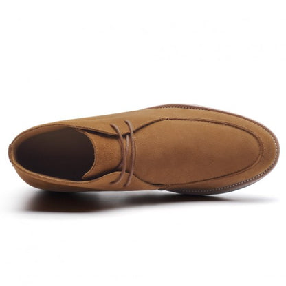 9-LIONS Chukka elevator boots - handcrafted brown suede men's height increasing casual boots 7 CM / 2.76 Inches