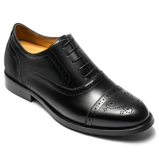 9-LIONS Men's Height Increasing Dress Shoes - Black Calfskin Elevator Shoes For Men 2.36 Inches / 6 CM
