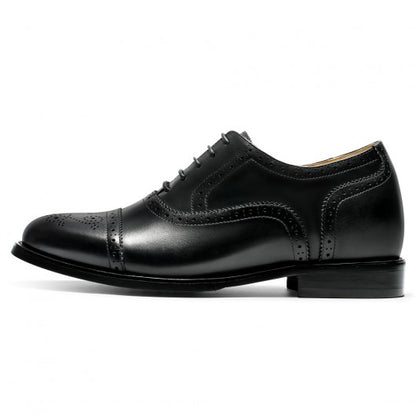9-LIONS Men's Height Increasing Dress Shoes - Black Calfskin Elevator Shoes For Men 2.36 Inches / 6 CM