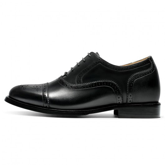 9-LIONS Men's Height Increasing Dress Shoes - Black Calfskin Elevator Shoes For Men 2.36 Inches / 6 CM