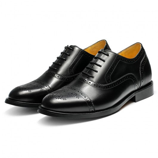 9-LIONS Men's Height Increasing Dress Shoes - Black Calfskin Elevator Shoes For Men 2.36 Inches / 6 CM