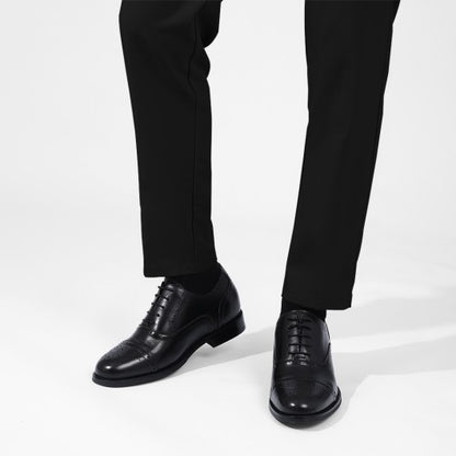 9-LIONS Men's Height Increasing Dress Shoes - Black Calfskin Elevator Shoes For Men 2.36 Inches / 6 CM