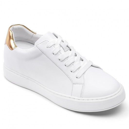 9-LIONS mens shoes with height - mens elevator shoes - White leather casual tall men shoes 7 CM / 2.76 Inches