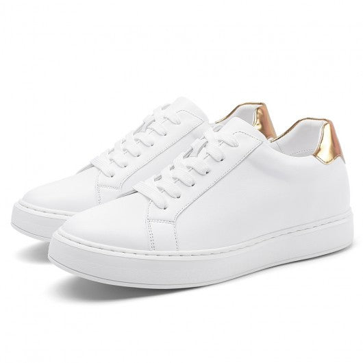 9-LIONS mens shoes with height - mens elevator shoes - White leather casual tall men shoes 7 CM / 2.76 Inches
