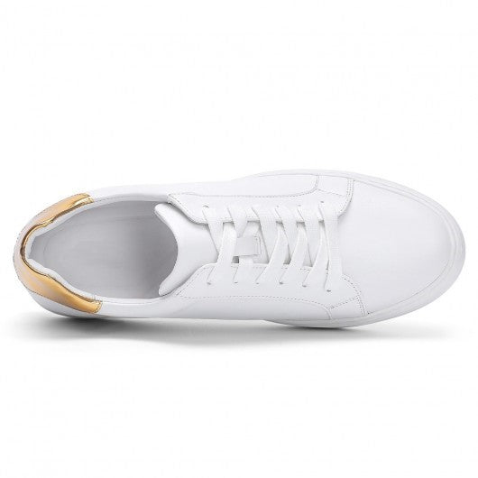 9-LIONS mens shoes with height - mens elevator shoes - White leather casual tall men shoes 7 CM / 2.76 Inches