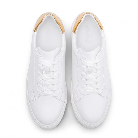 9-LIONS mens shoes with height - mens elevator shoes - White leather casual tall men shoes 7 CM / 2.76 Inches