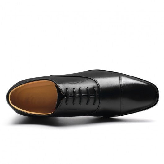 9-LIONS Height Increasing Formal Shoes - Black Leather Men's Oxford Shoes 6CM | 2.36 Inches