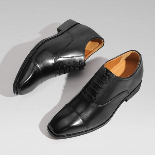 9-LIONS Height Increasing Formal Shoes - Black Leather Men's Oxford Shoes 6CM | 2.36 Inches